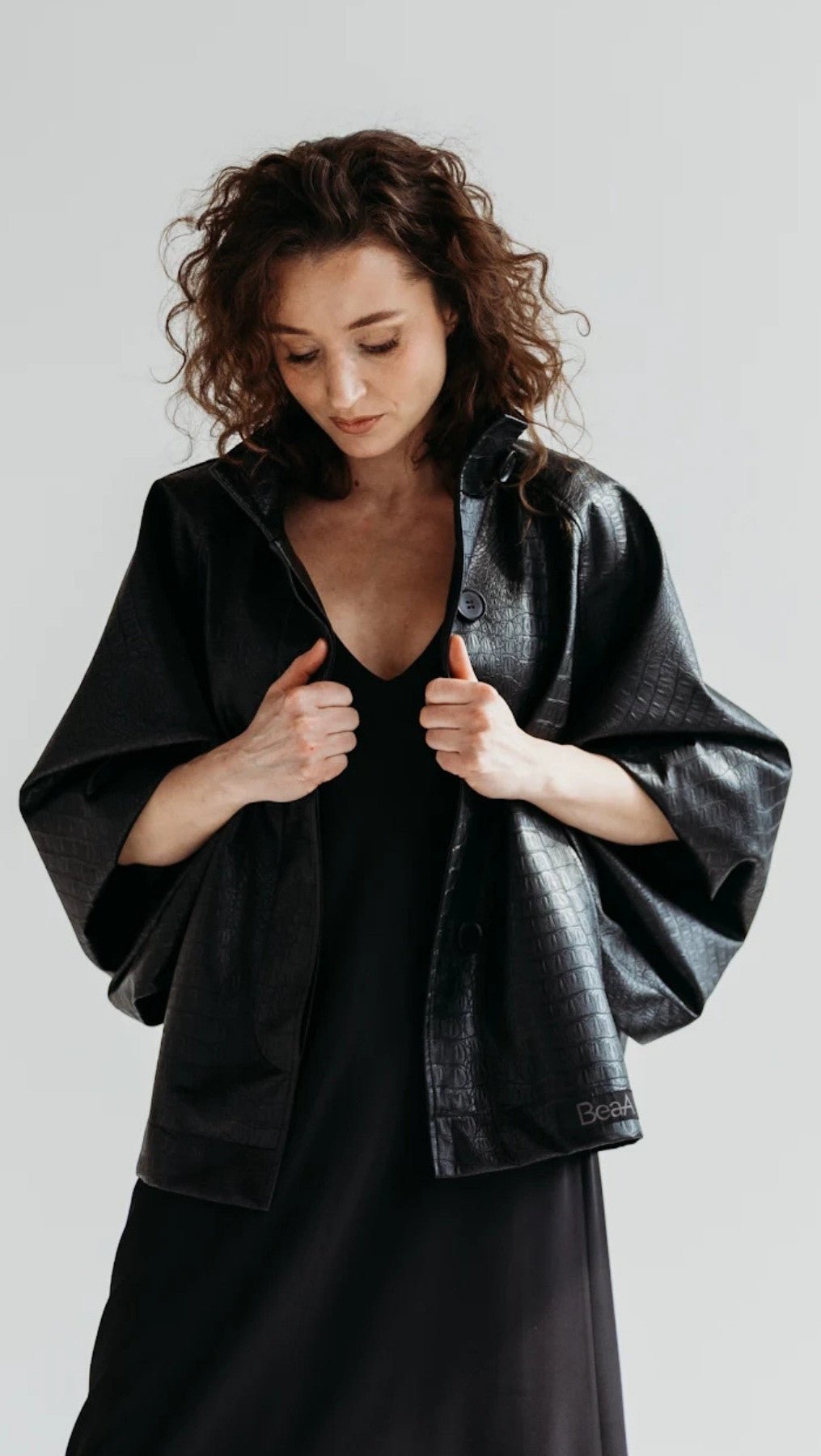 Eco - leather jacket Noir Croc - BeaA - Be At Home with Yourself - coat