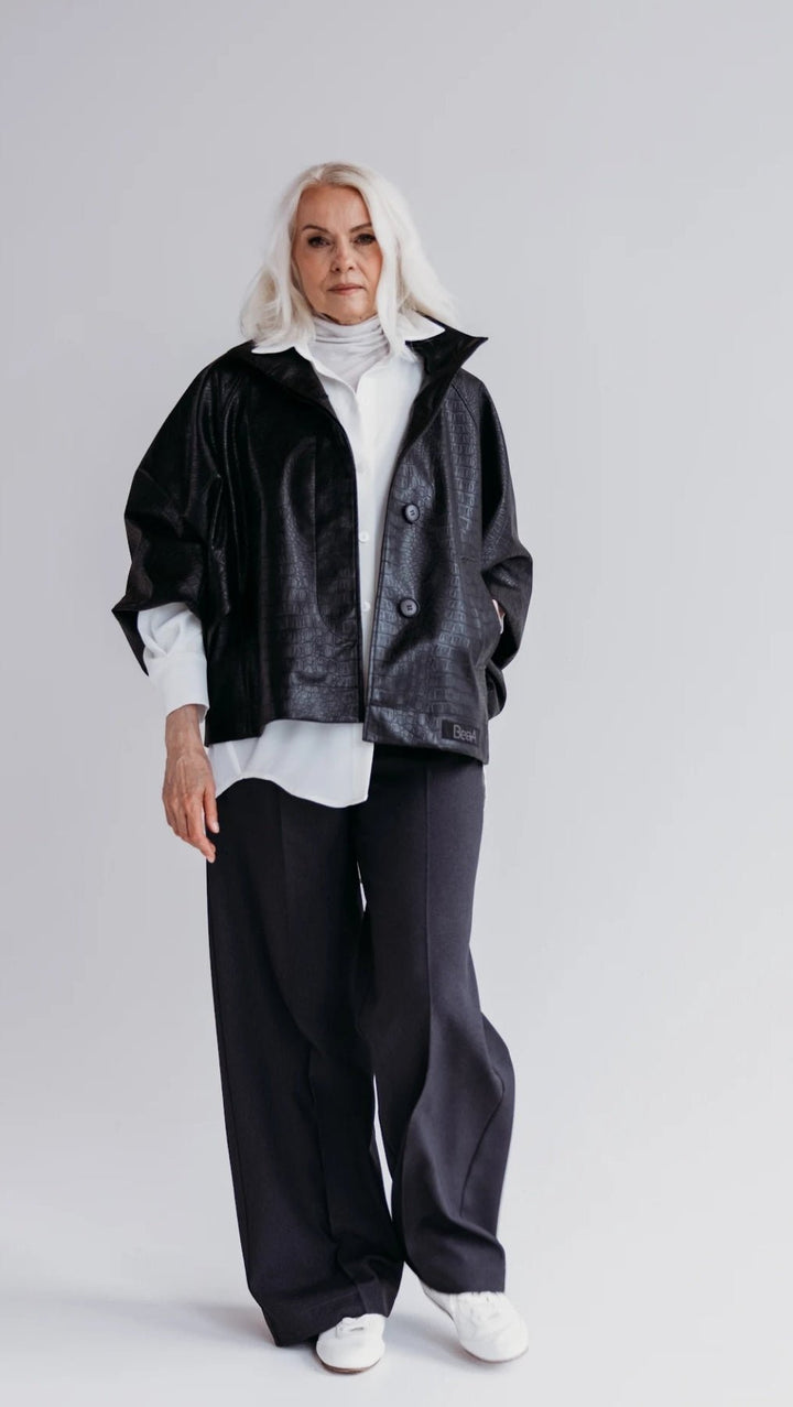Eco - leather jacket Noir Croc - BeaA - Be At Home with Yourself - coat