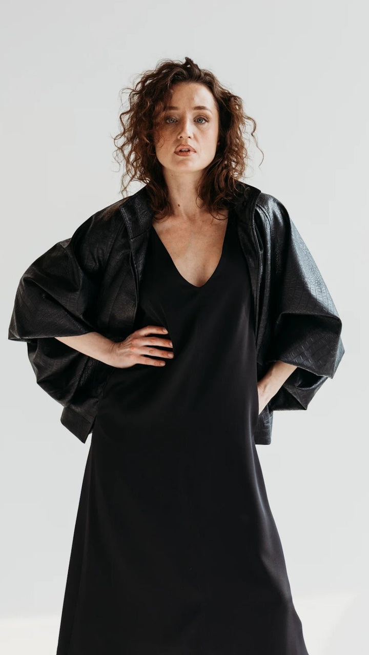 Eco - leather jacket Noir Croc - BeaA - Be At Home with Yourself - coat