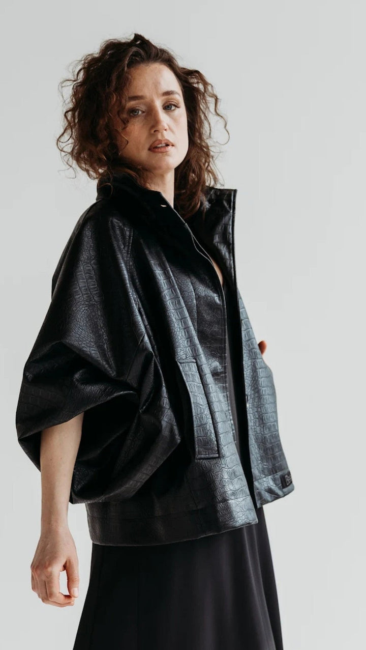 Eco - leather jacket Noir Croc - BeaA - Be At Home with Yourself - coat
