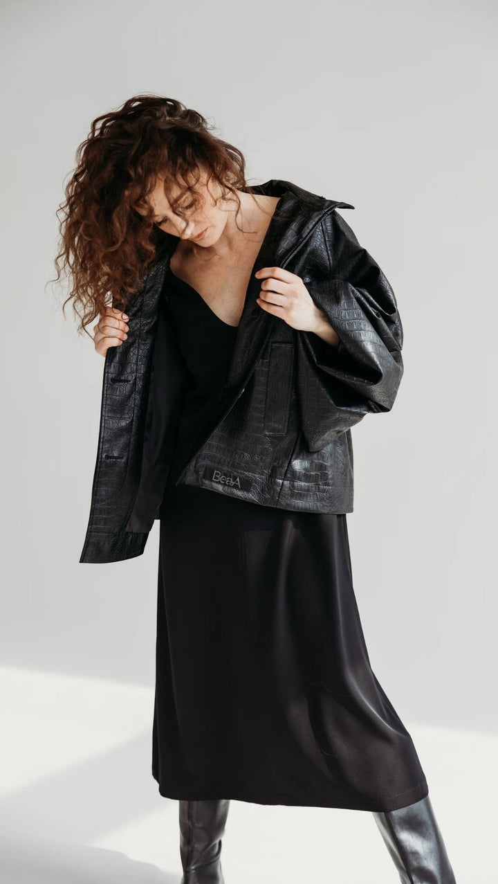 Eco - leather jacket Noir Croc - BeaA - Be At Home with Yourself - coat