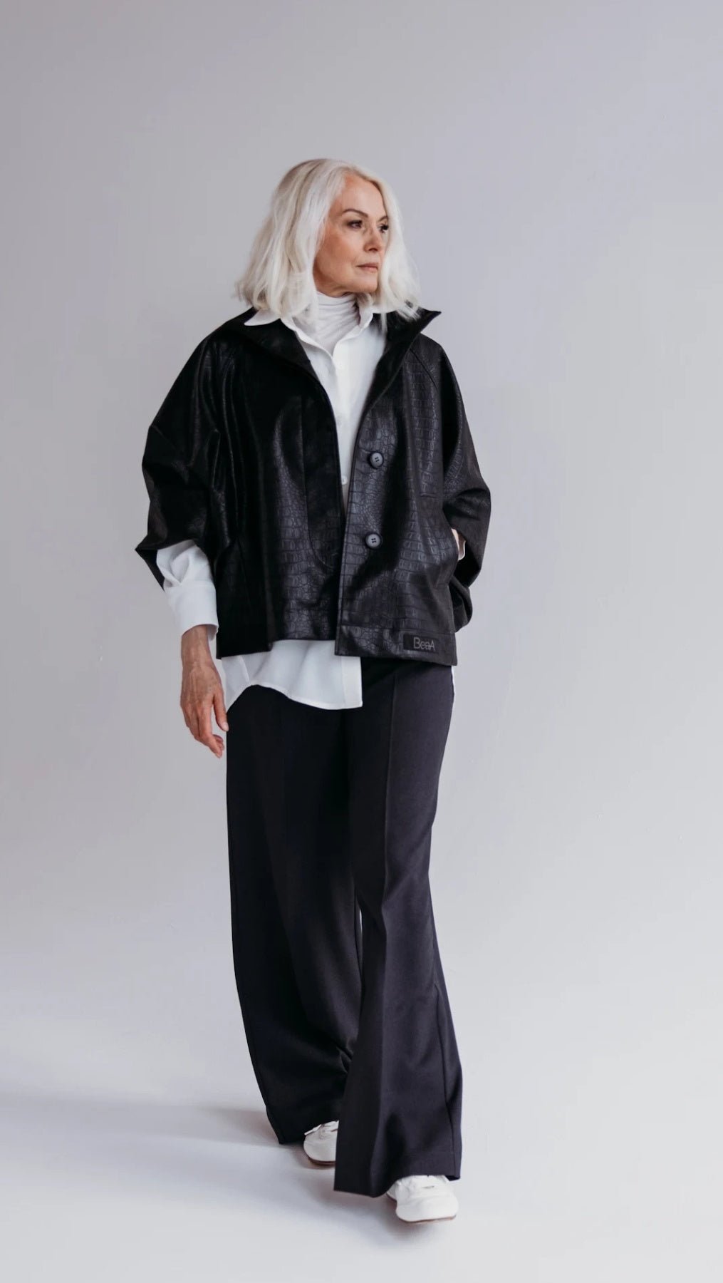 Eco - leather jacket Noir Croc - BeaA - Be At Home with Yourself - coat