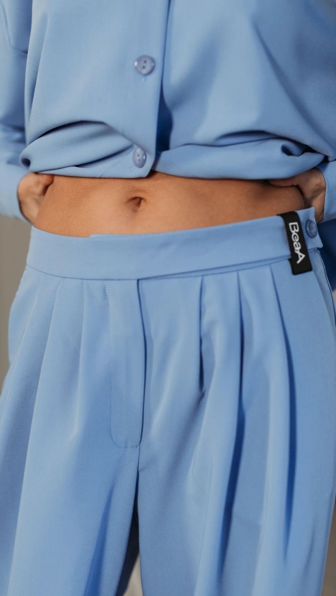Elegant Straight - Leg Trousers Blue Latte - BeaA - Be At Home with Yourself - Trousers