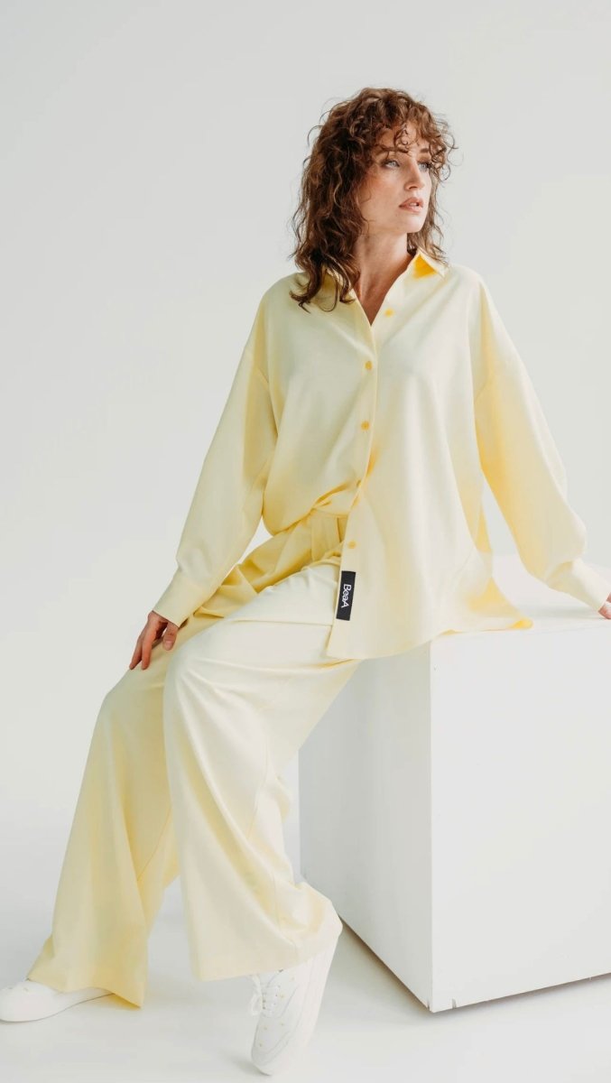Elegant Straight - Leg Trousers Butter Yellow - BeaA - Be At Home with Yourself - Trousers