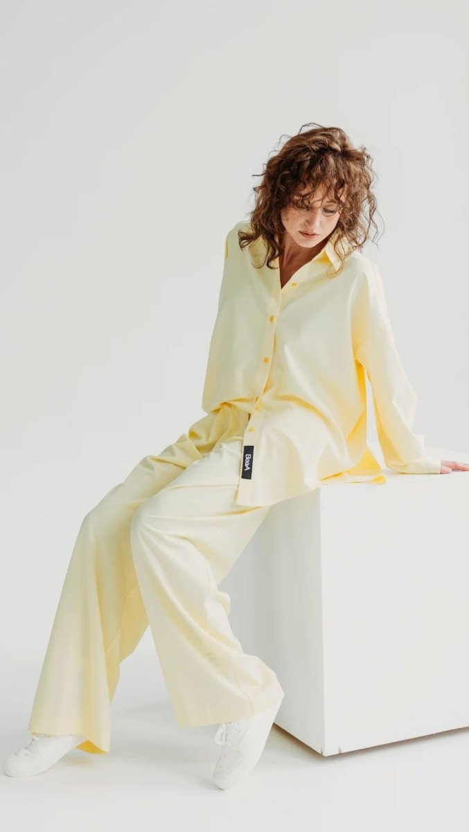Elegant Straight - Leg Trousers Butter Yellow - BeaA - Be At Home with Yourself - Trousers