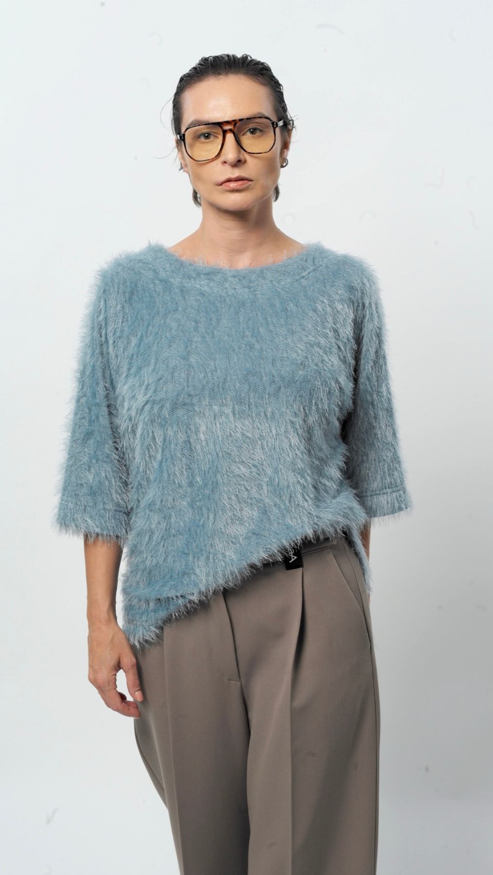 Fluffy top Blue - Gray - BeaA - Be At Home with Yourself - Top
