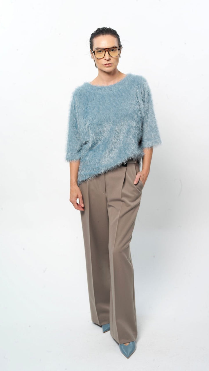 Fluffy top Blue - Gray - BeaA - Be At Home with Yourself - Top