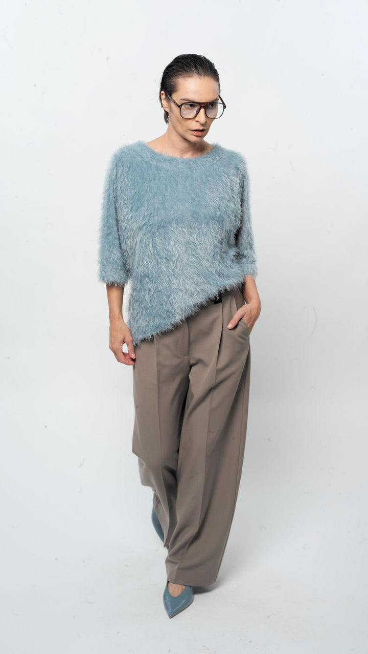 Fluffy top Blue - Gray - BeaA - Be At Home with Yourself - Top