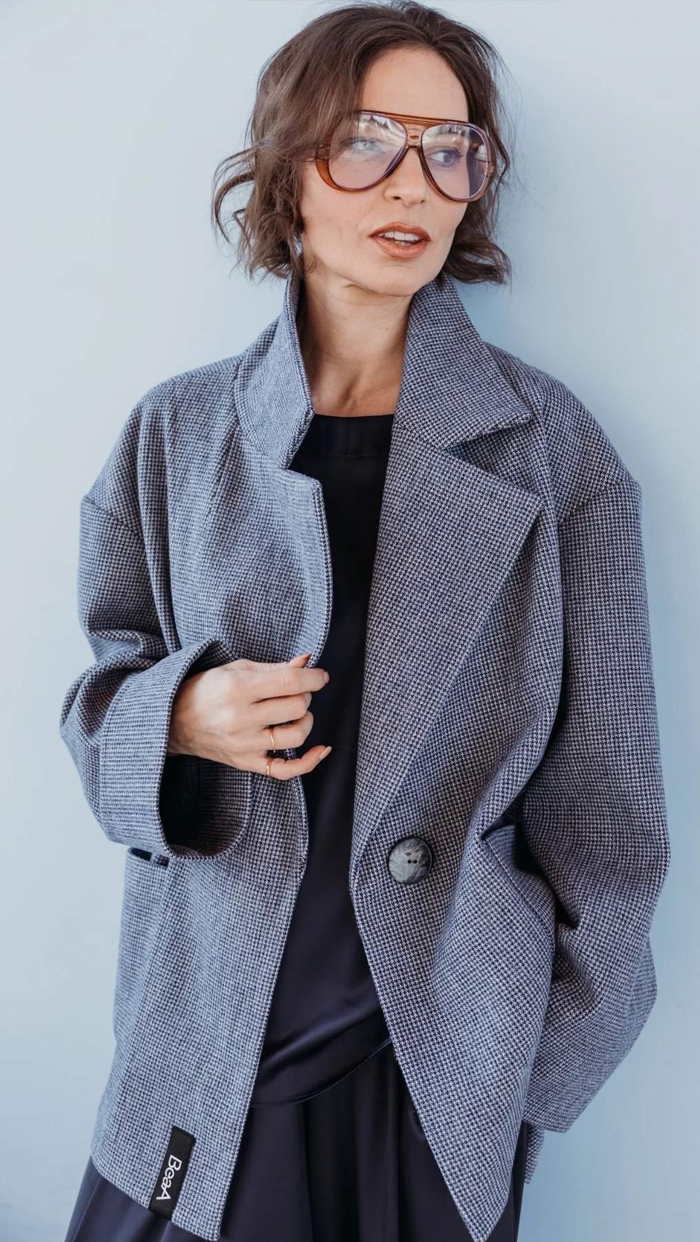 Jacket Blue Houndstooth - BeaA - Be At Home with Yourself - coat