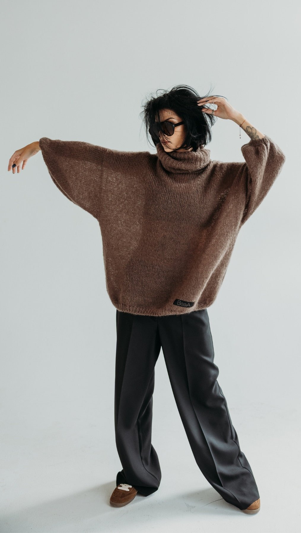 Kidmohair-Silk sweater Brown - BeaA - Be At Home with Yourself - Top