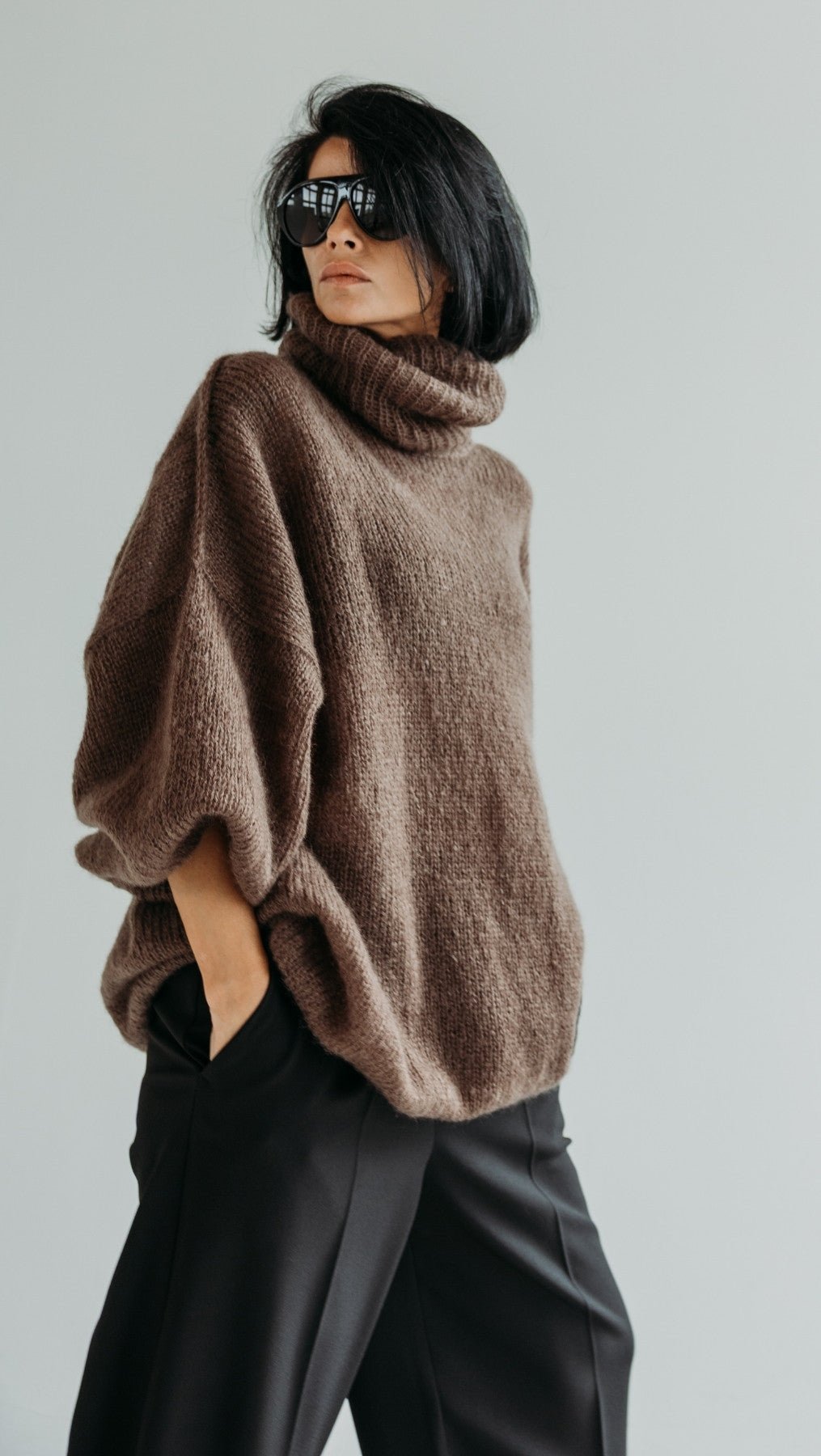 Kidmohair-Silk sweater Brown - BeaA - Be At Home with Yourself - Top