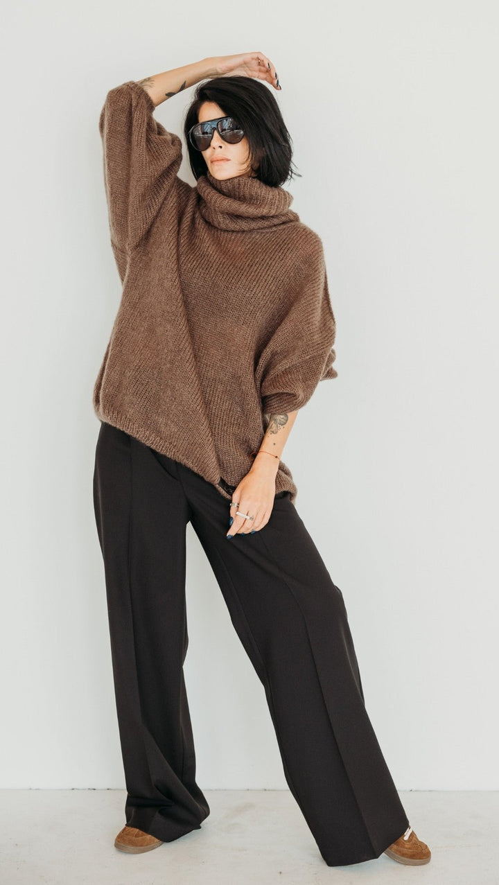 Kidmohair-Silk sweater Brown - BeaA - Be At Home with Yourself - Top