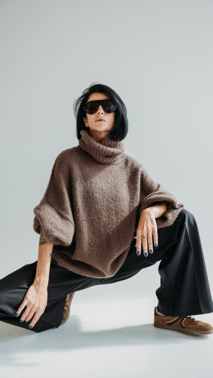 Kidmohair-Silk sweater Brown - BeaA - Be At Home with Yourself - Top