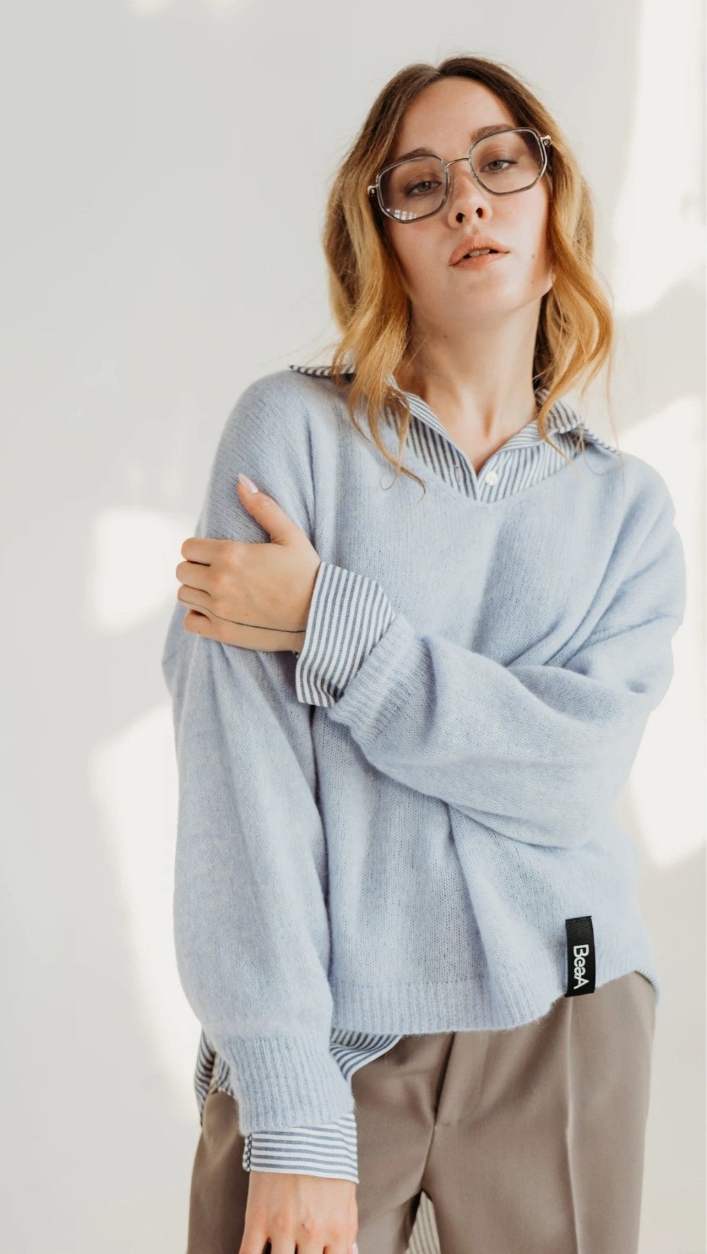 Light Alpaca sweater Powder Blue - BeaA - Be At Home with Yourself - Sweater