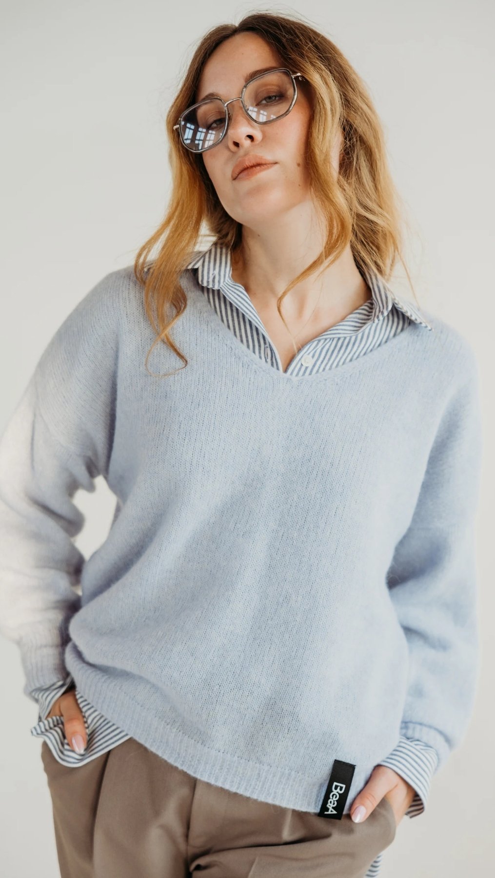 Light Alpaca sweater Powder Blue - BeaA - Be At Home with Yourself - Sweater