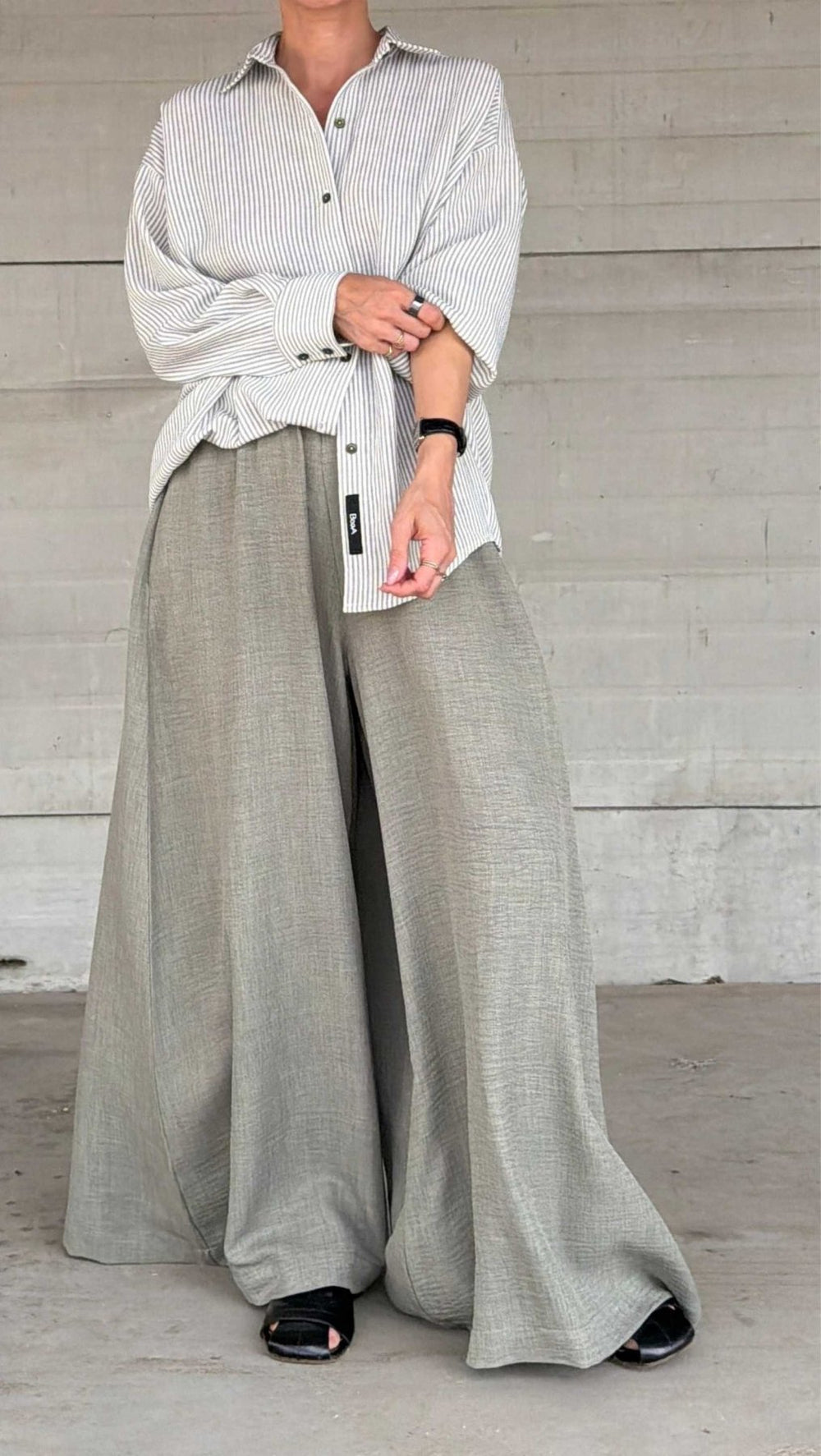 Linen Palazzo Trousers Forest - BeaA - Be At Home with Yourself - Trousers