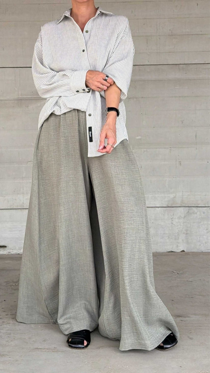 Linen Palazzo Trousers Forest - BeaA - Be At Home with Yourself - Trousers
