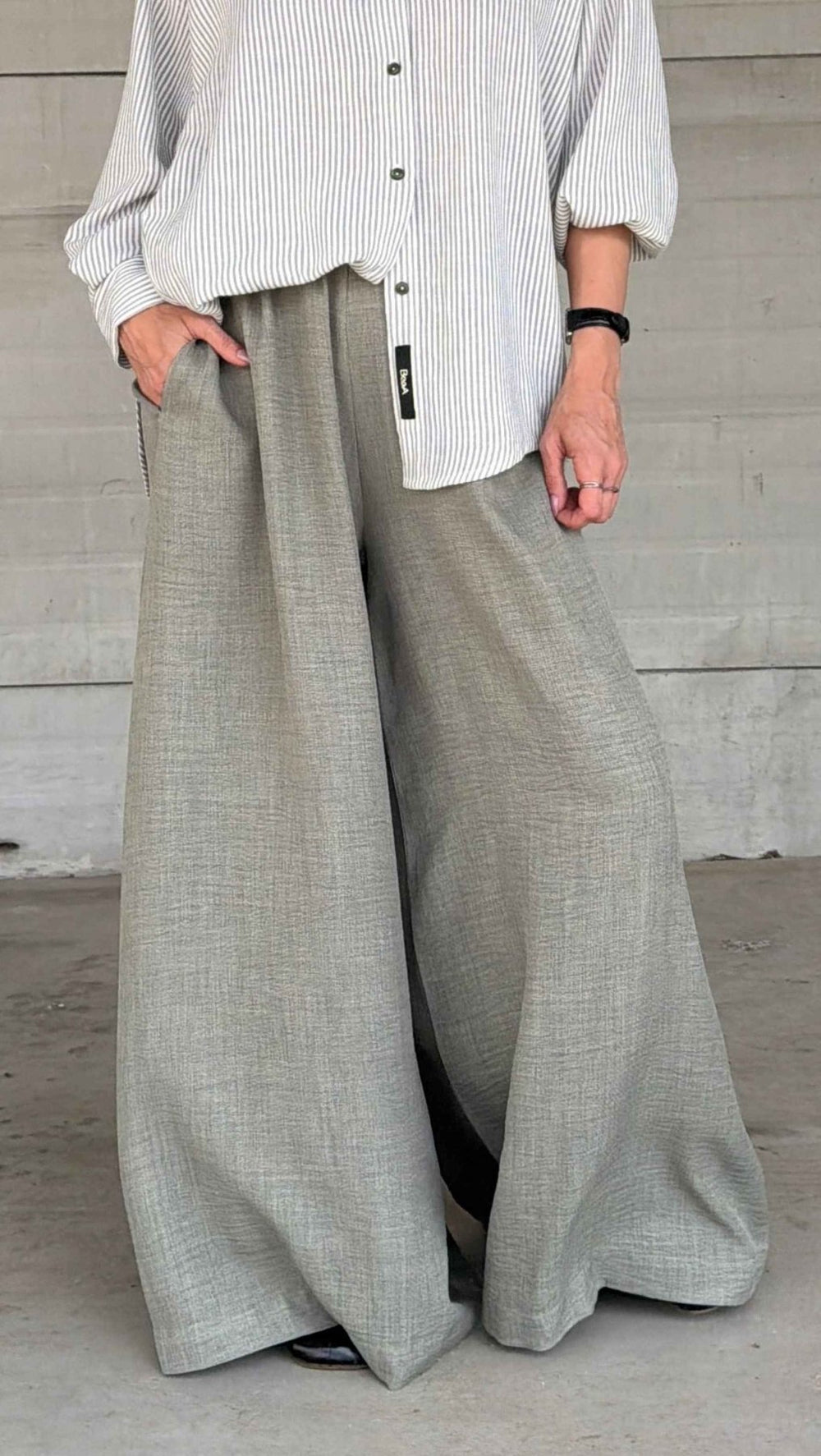 Linen Palazzo Trousers Forest - BeaA - Be At Home with Yourself - Trousers