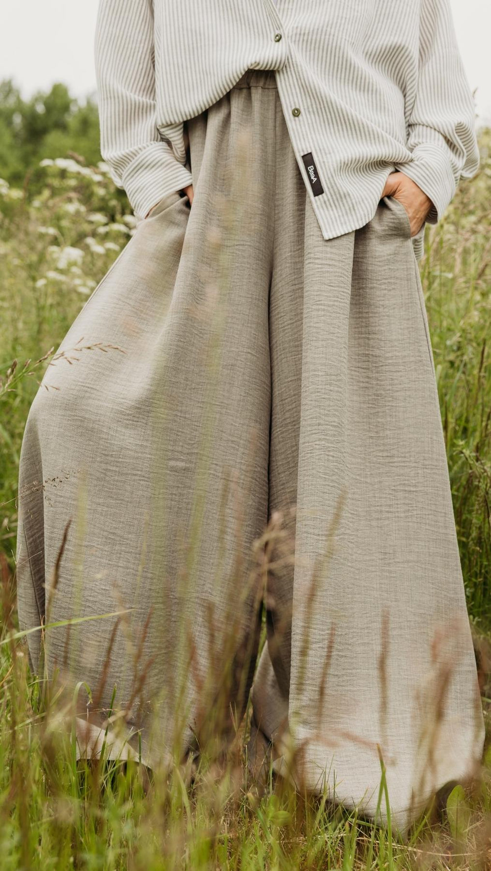 Linen Palazzo Trousers Forest - BeaA - Be At Home with Yourself - Trousers