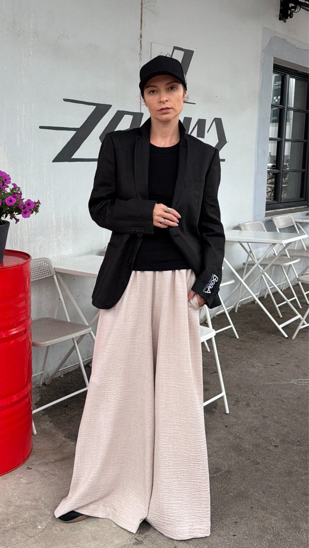 Linen Palazzo Trousers Sand - BeaA - Be At Home with Yourself - Trousers