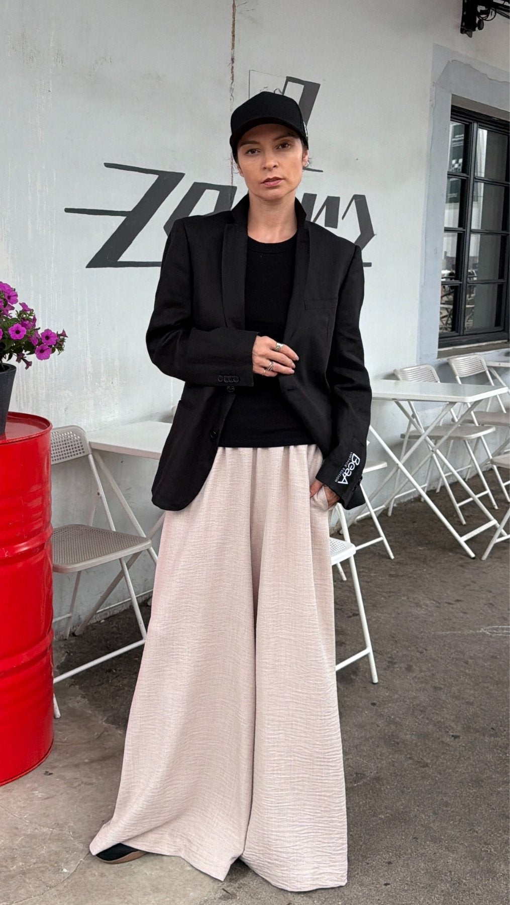 Linen Palazzo Trousers Sand - BeaA - Be At Home with Yourself - Trousers