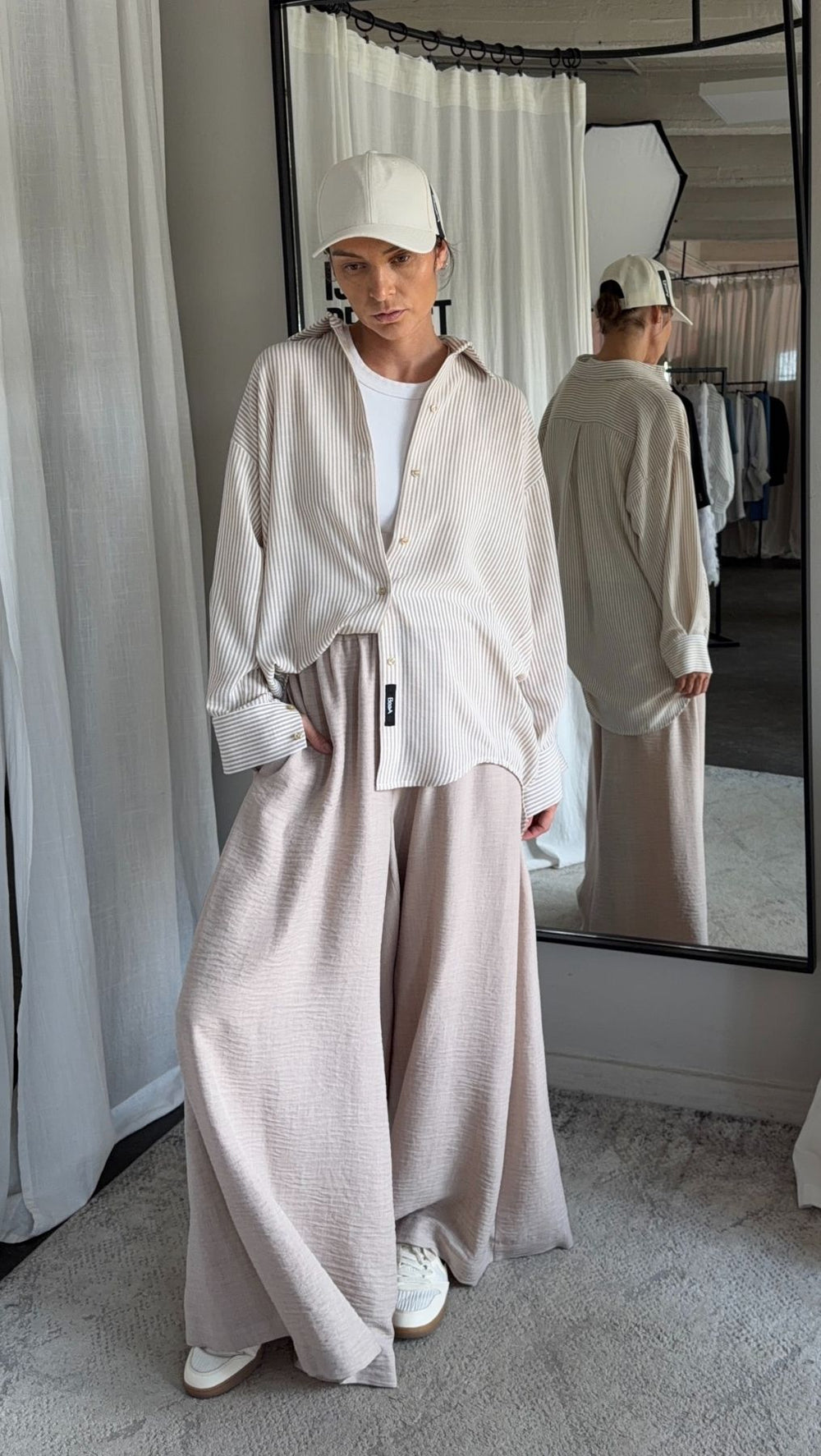 Linen Palazzo Trousers Sand - BeaA - Be At Home with Yourself - Trousers