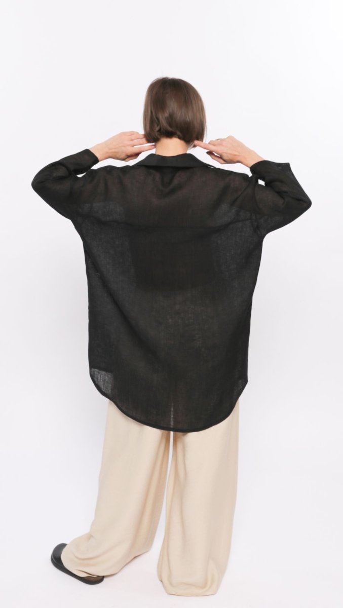 Linen shirt Black - BeaA - Be At Home with Yourself - Top