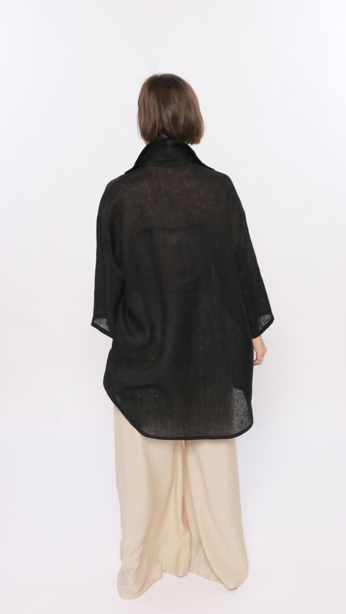 Linen shirt Black - BeaA - Be At Home with Yourself - Top