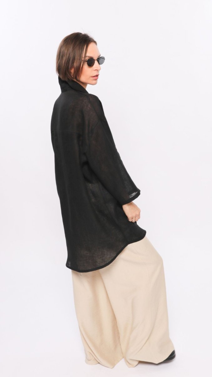 Linen shirt Black - BeaA - Be At Home with Yourself - Top