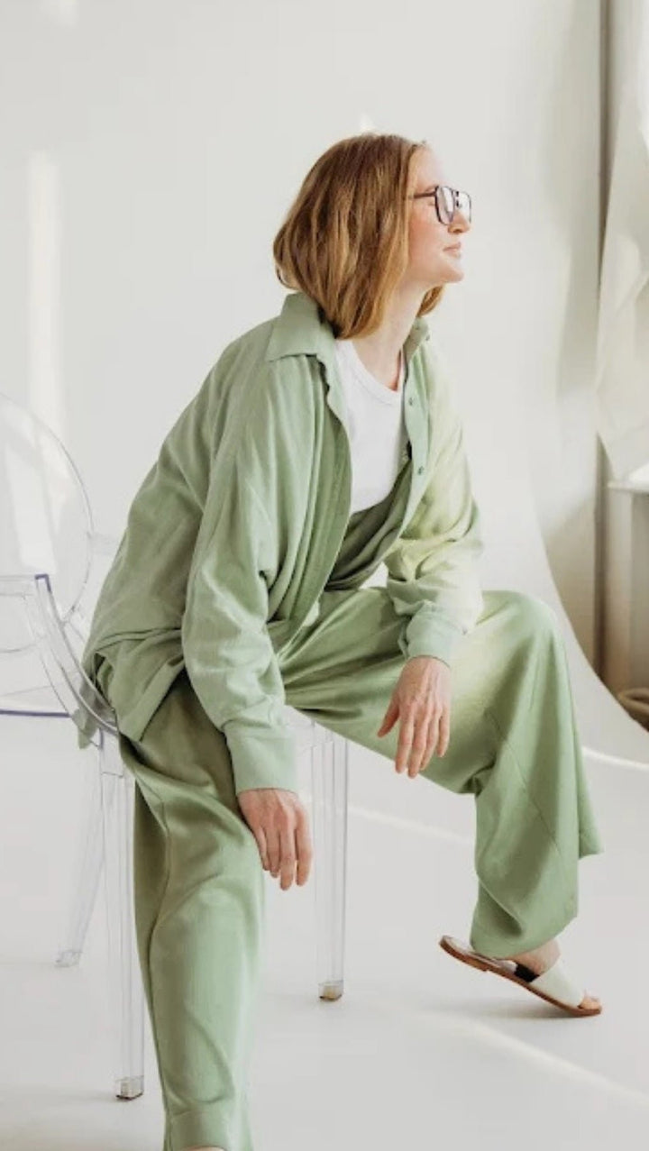 Linen shirt Green - BeaA - Be At Home with Yourself - Top