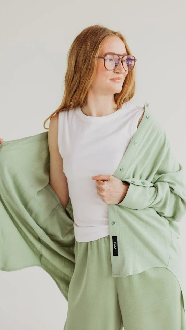 Linen shirt Green - BeaA - Be At Home with Yourself - Top
