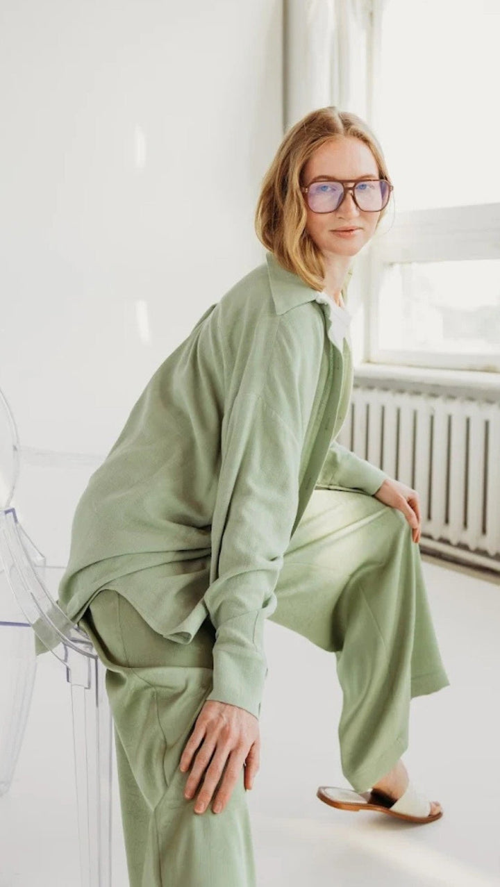Linen shirt Green - BeaA - Be At Home with Yourself - Top