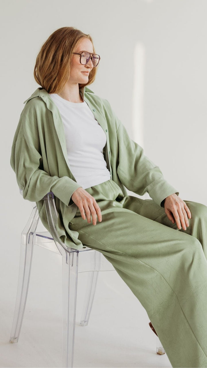 Linen shirt Green - BeaA - Be At Home with Yourself - Top