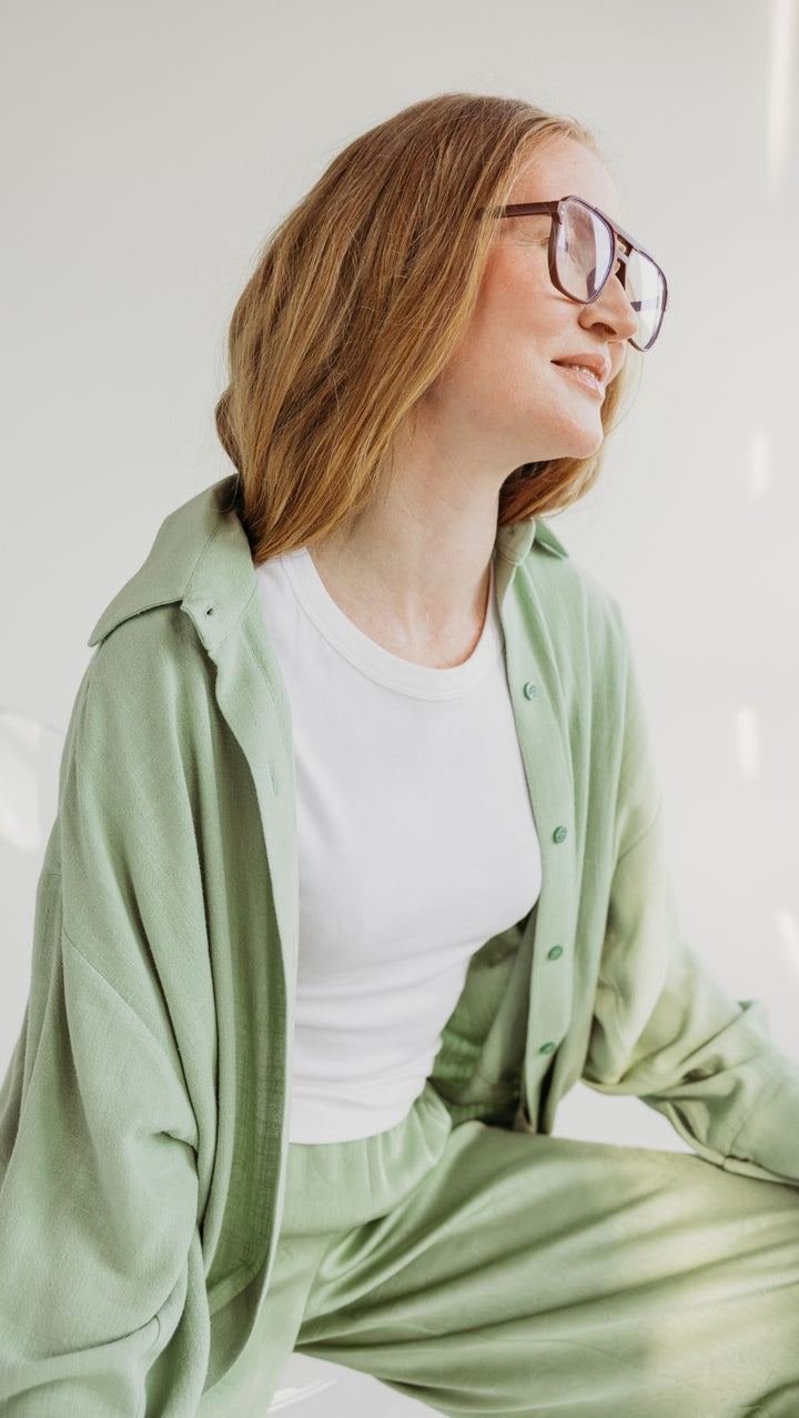 Linen shirt Green - BeaA - Be At Home with Yourself - Top