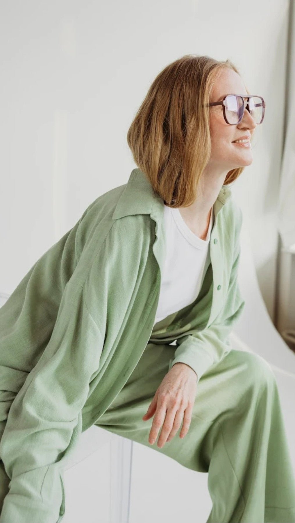Linen shirt Green - BeaA - Be At Home with Yourself - Top