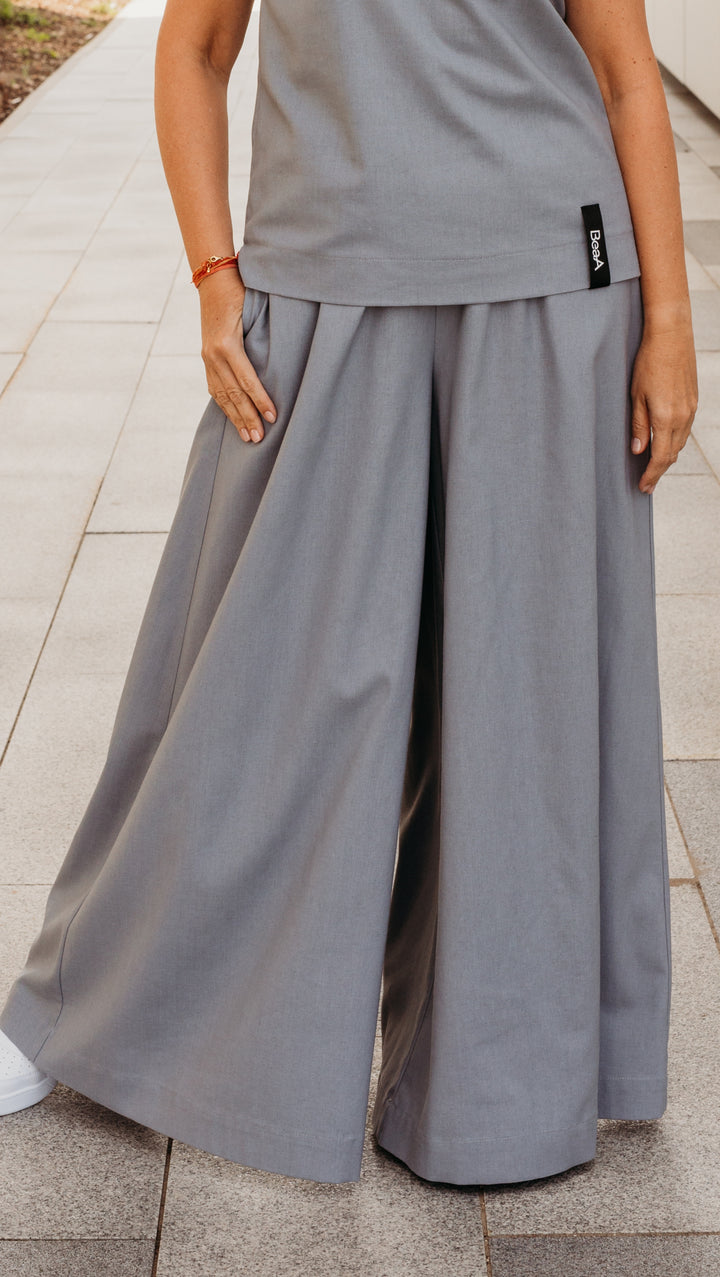 Palazzo trousers Linen Cadet Gray