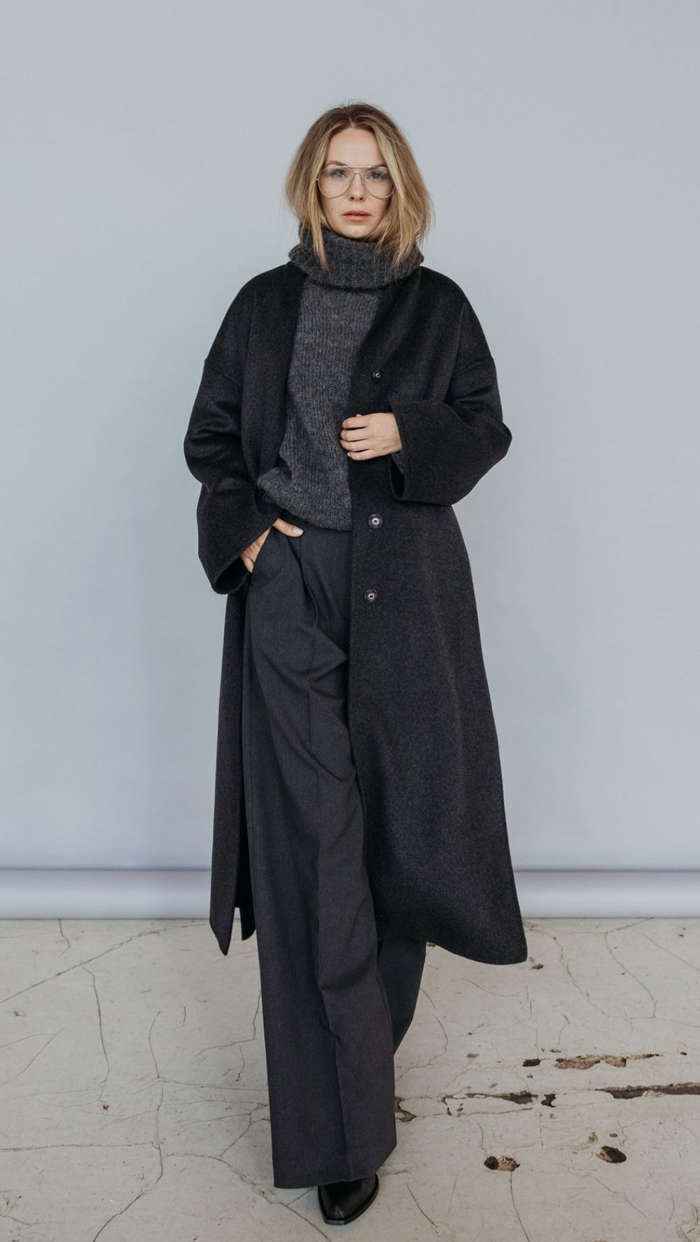 Long Double-faced wool coat - BeaA - Be At Home with Yourself - coat