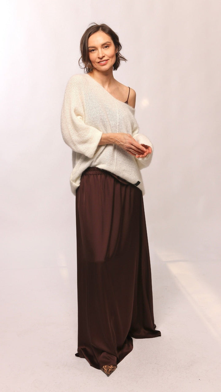 Long silk skirt brown - BeaA - Be At Home with Yourself - skirt