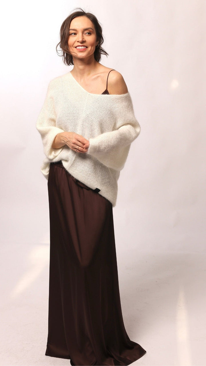 Long silk skirt brown - BeaA - Be At Home with Yourself - skirt