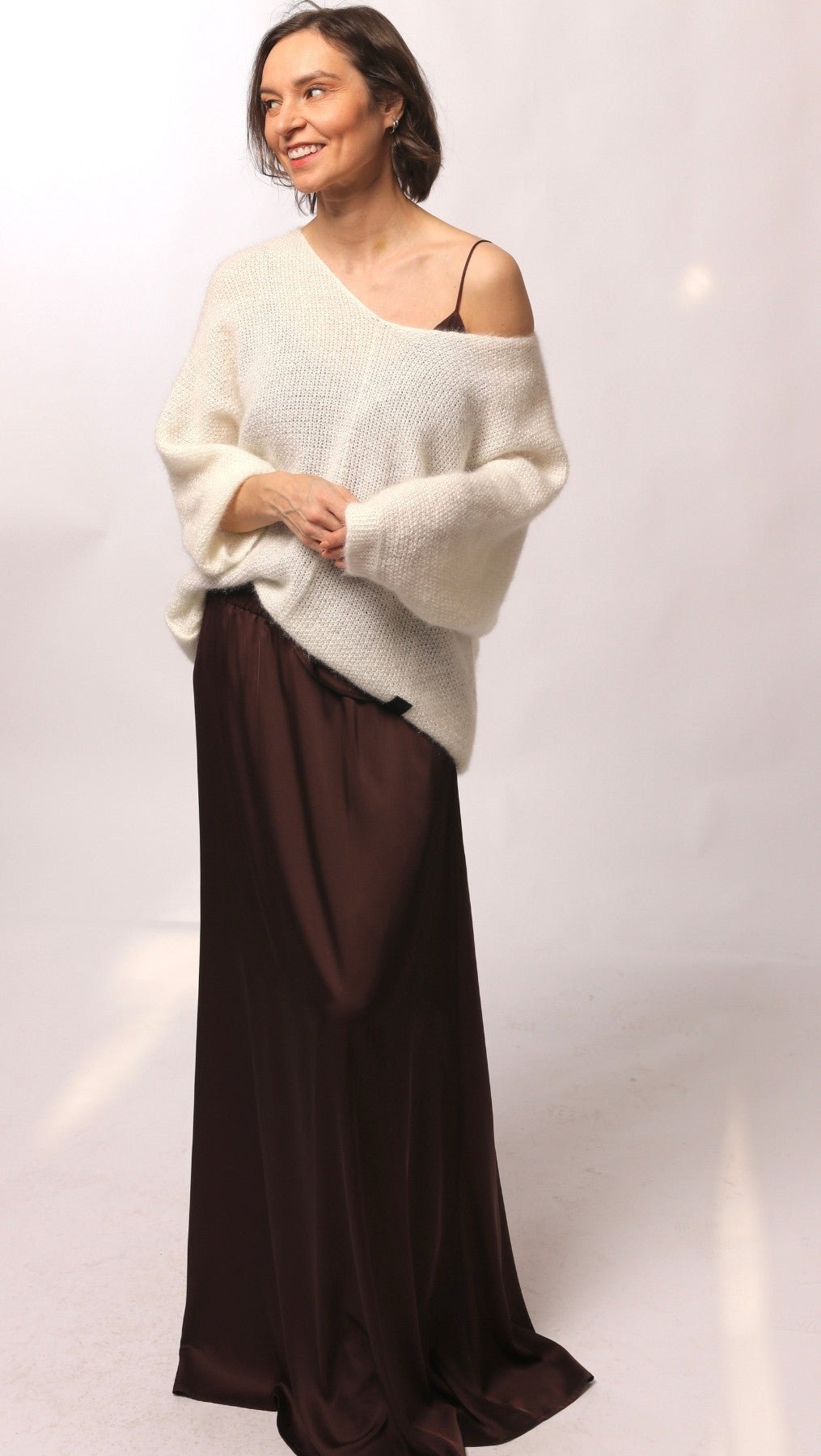 Long silk skirt brown - BeaA - Be At Home with Yourself - skirt