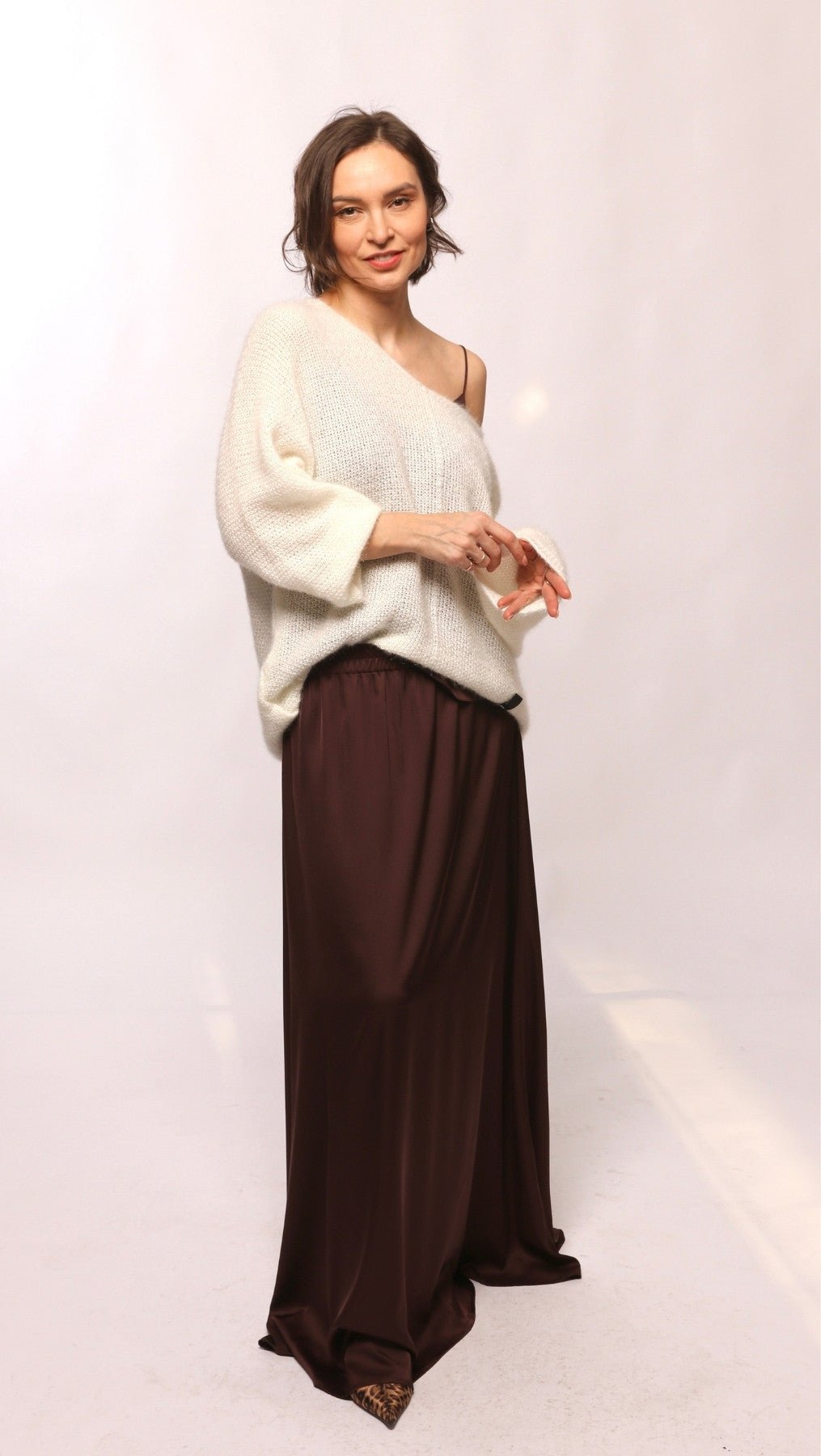 Long silk skirt brown - BeaA - Be At Home with Yourself - skirt