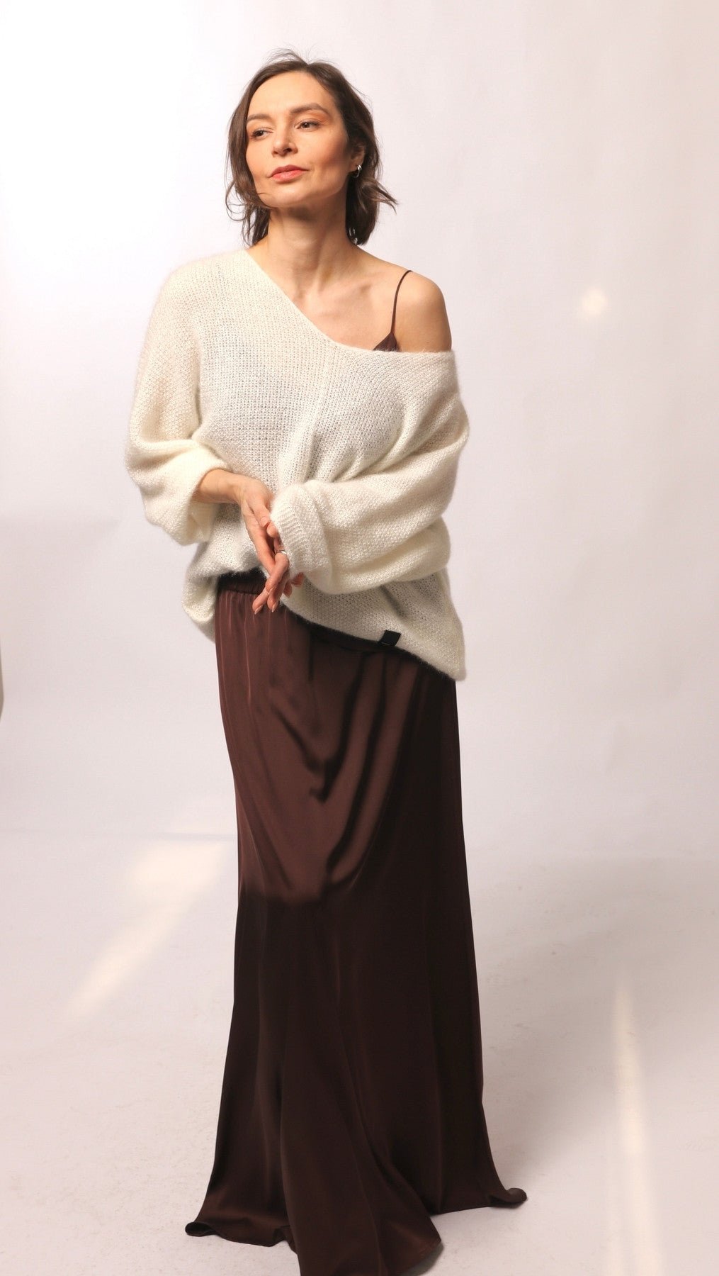 Long silk skirt brown - BeaA - Be At Home with Yourself - skirt