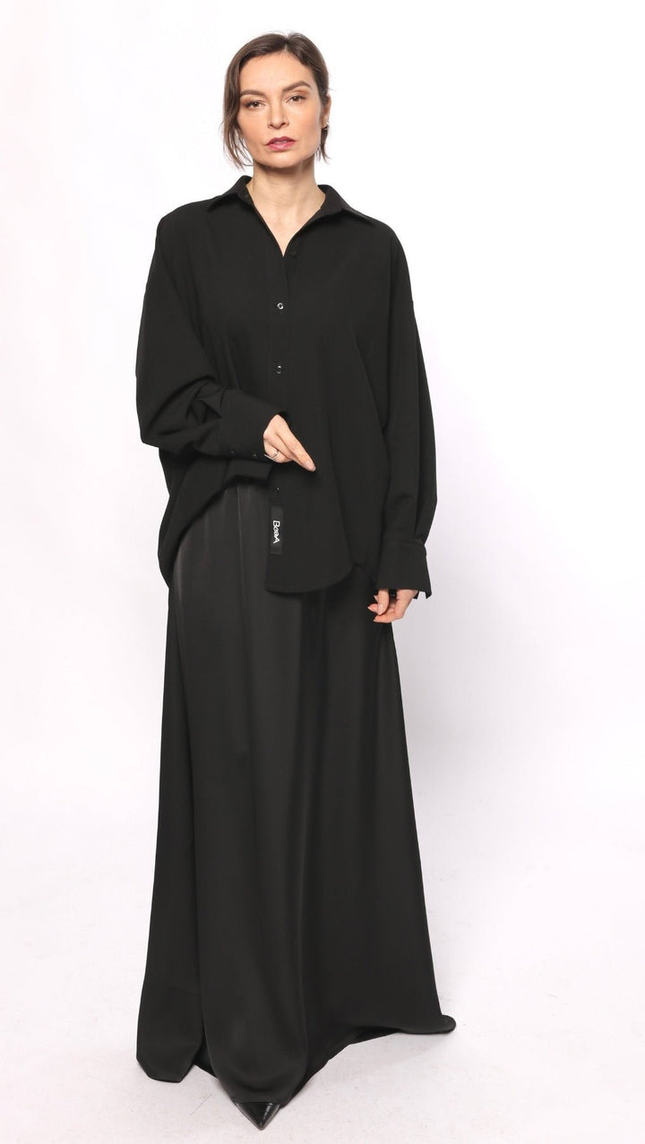 Long Skirt Silk Satin Black - BeaA - Be At Home with Yourself - skirt