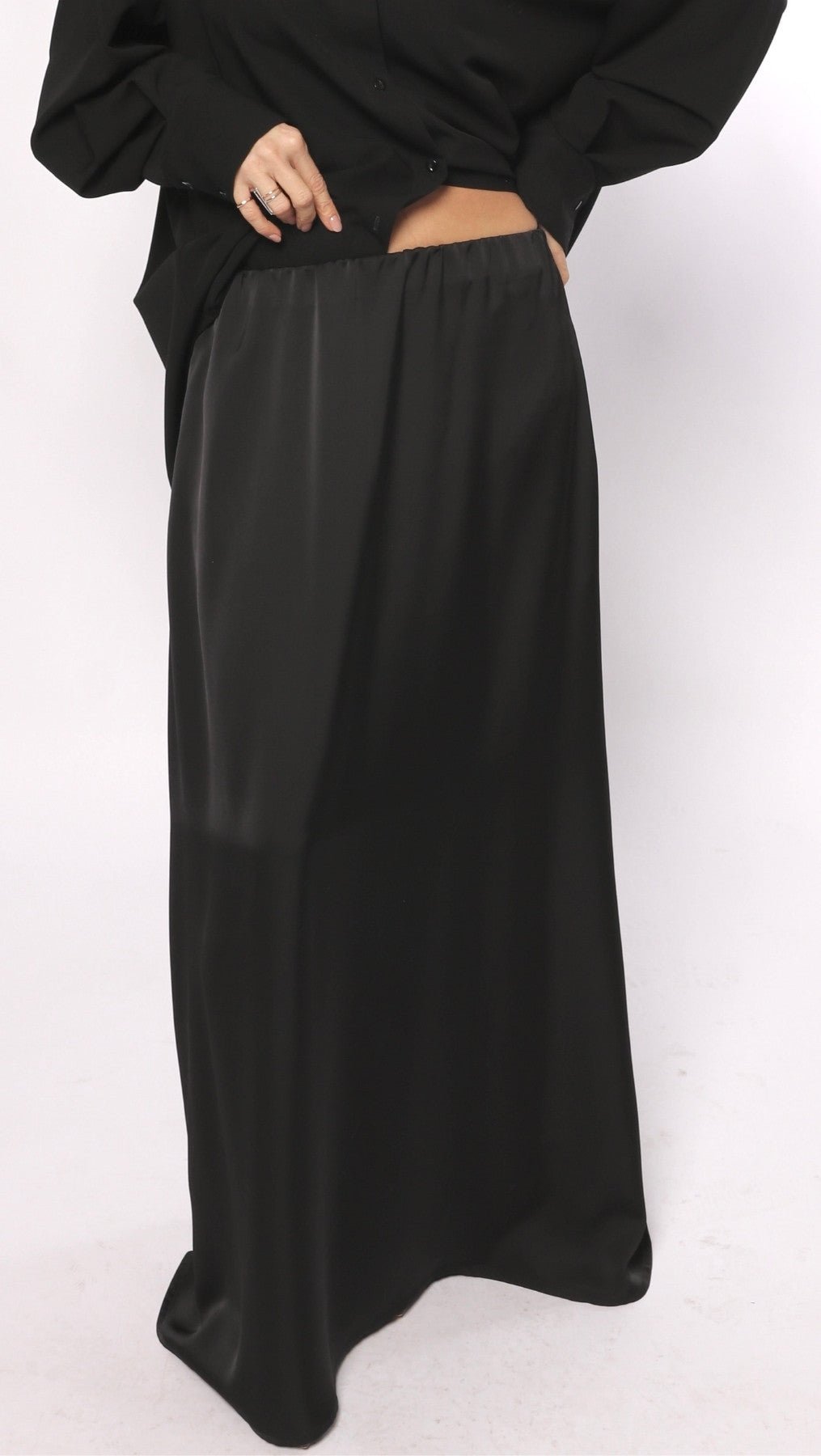 Long Skirt Silk Satin Black - BeaA - Be At Home with Yourself - skirt