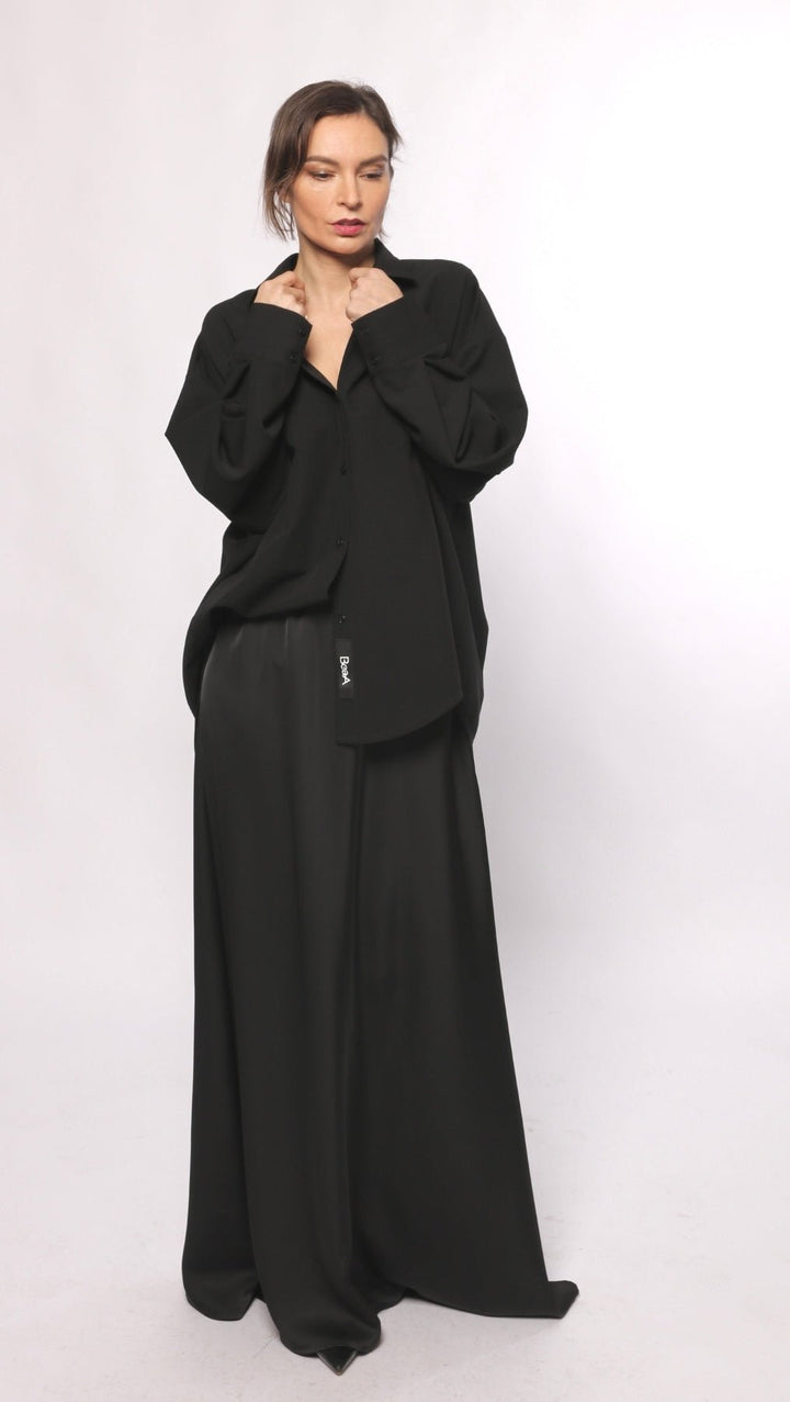 Long Skirt Silk Satin Black - BeaA - Be At Home with Yourself - skirt