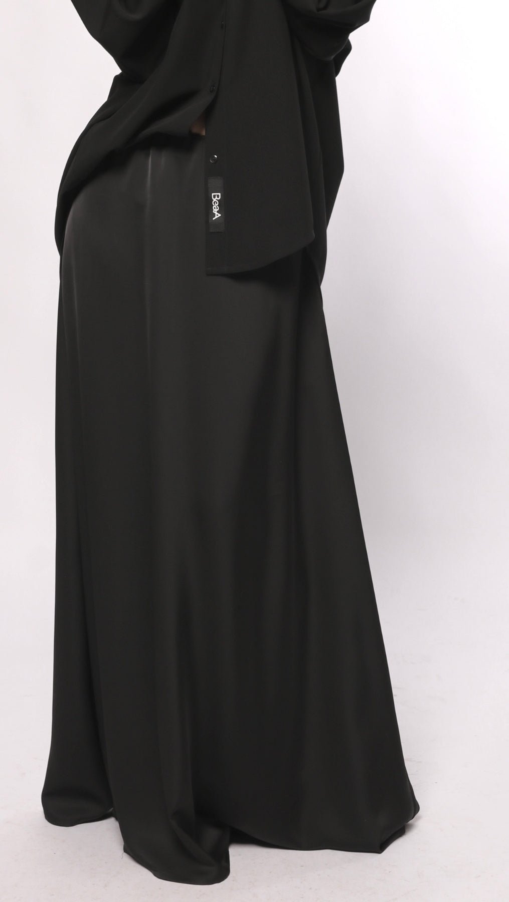 Long Skirt Silk Satin Black - BeaA - Be At Home with Yourself - skirt