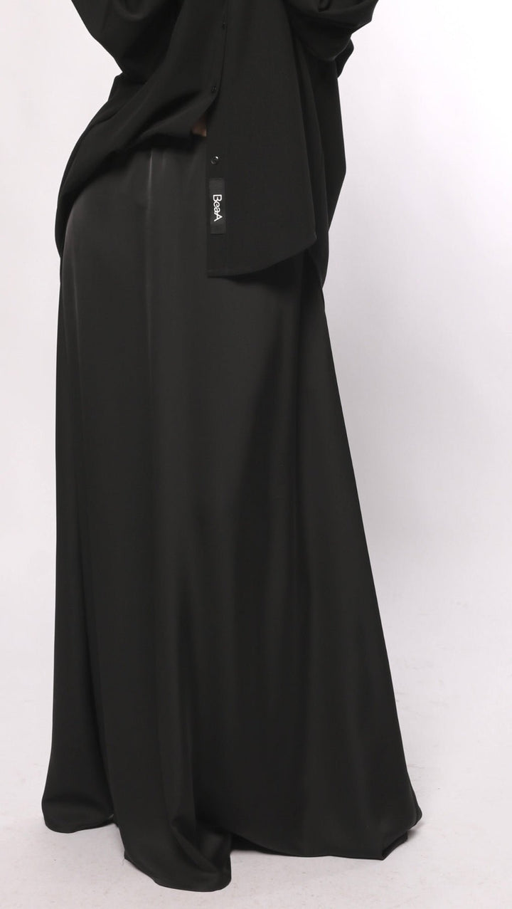 Long Skirt Silk Satin Black - BeaA - Be At Home with Yourself - skirt