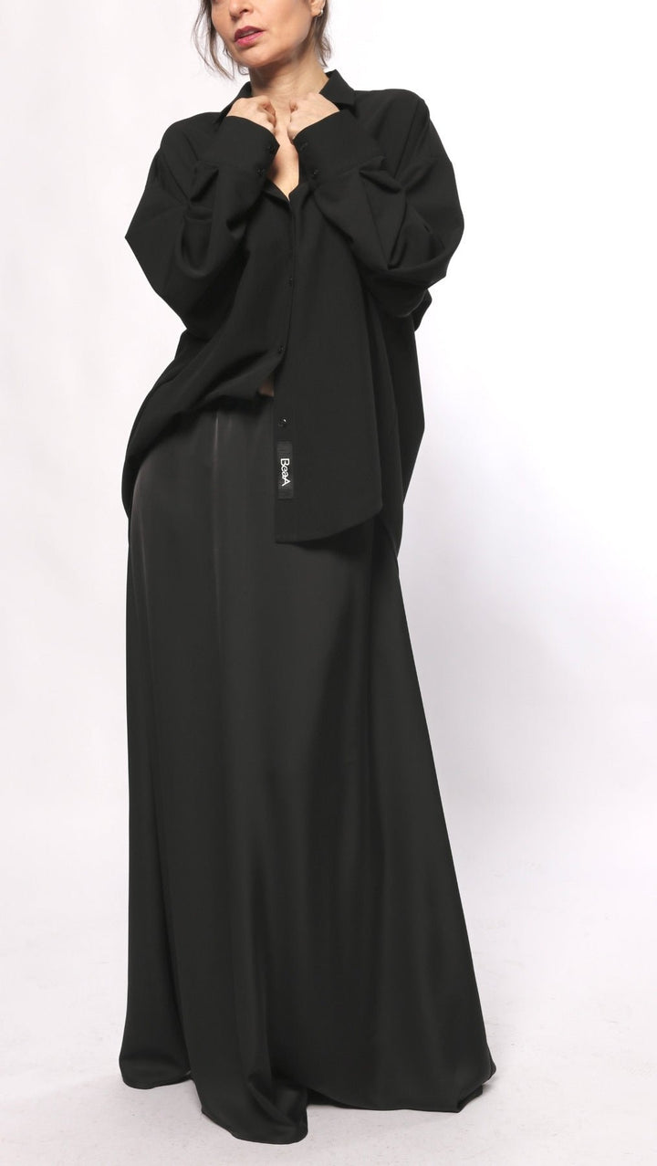 Long Skirt Silk Satin Black - BeaA - Be At Home with Yourself - skirt