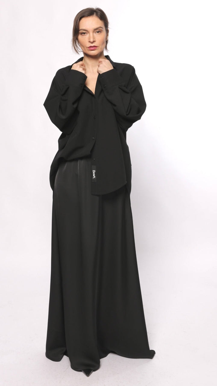 Long Skirt Silk Satin Black - BeaA - Be At Home with Yourself - skirt