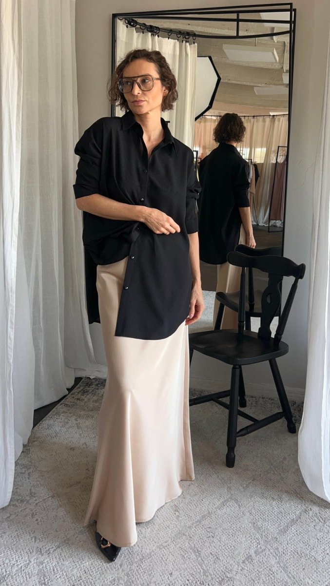 Long Skirt Silk Satin Creme - BeaA - Be At Home with Yourself - skirt